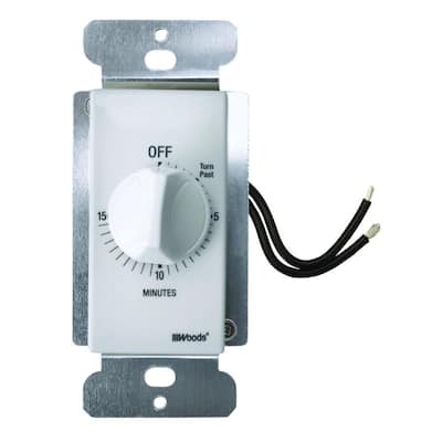 20-Amp 15-Minute In-Wall Spring Wound Countdown Timer Switch, White