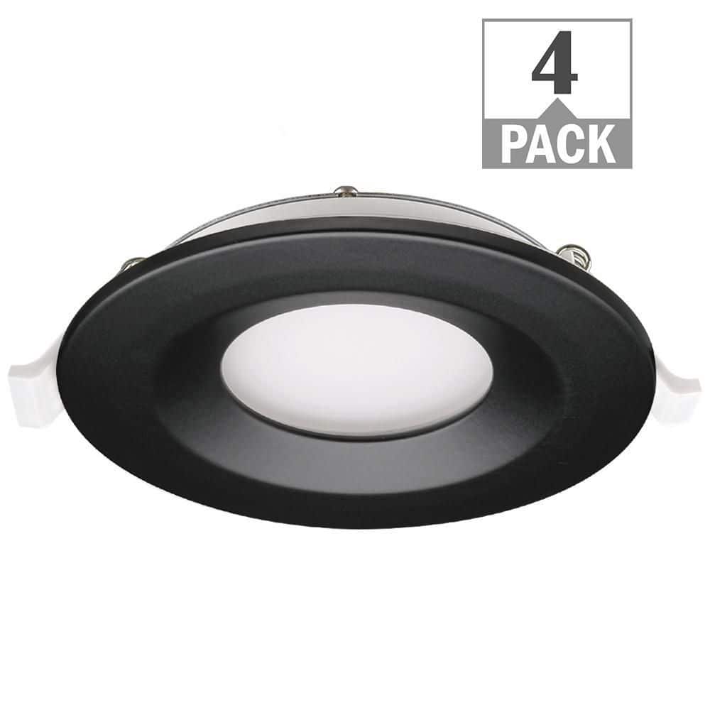 3 in. Canless Integrated LED Recessed Light Black Trim Kit 550 Lumens Adjus