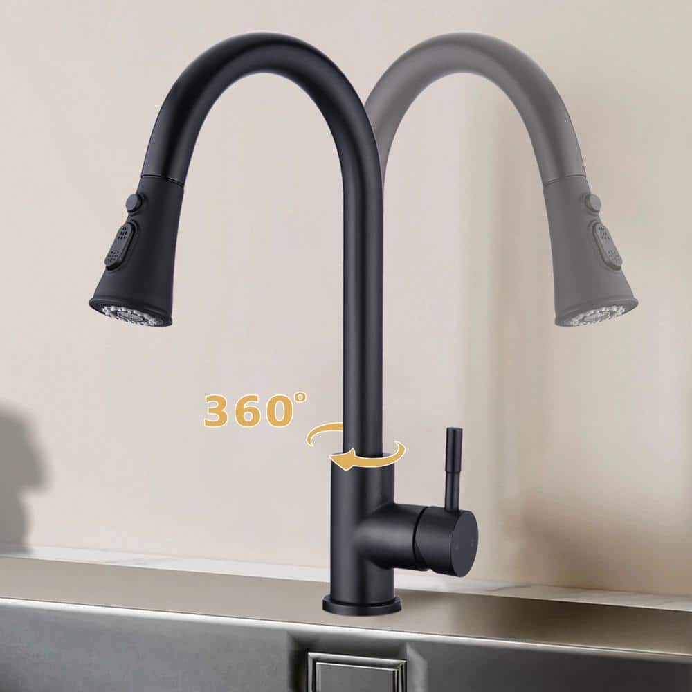Matte Black Stainless Steel Pull Down Kitchen Faucet