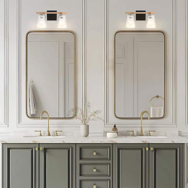 Radiance 15 in. 2-Light Gold Vanity Light with Clear Honeycomb Glass Shades