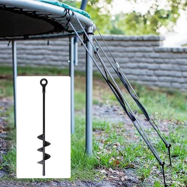 Wellco 18 in. Heavy Duty Spiral Trampoline Anchor Stake Kit Ground