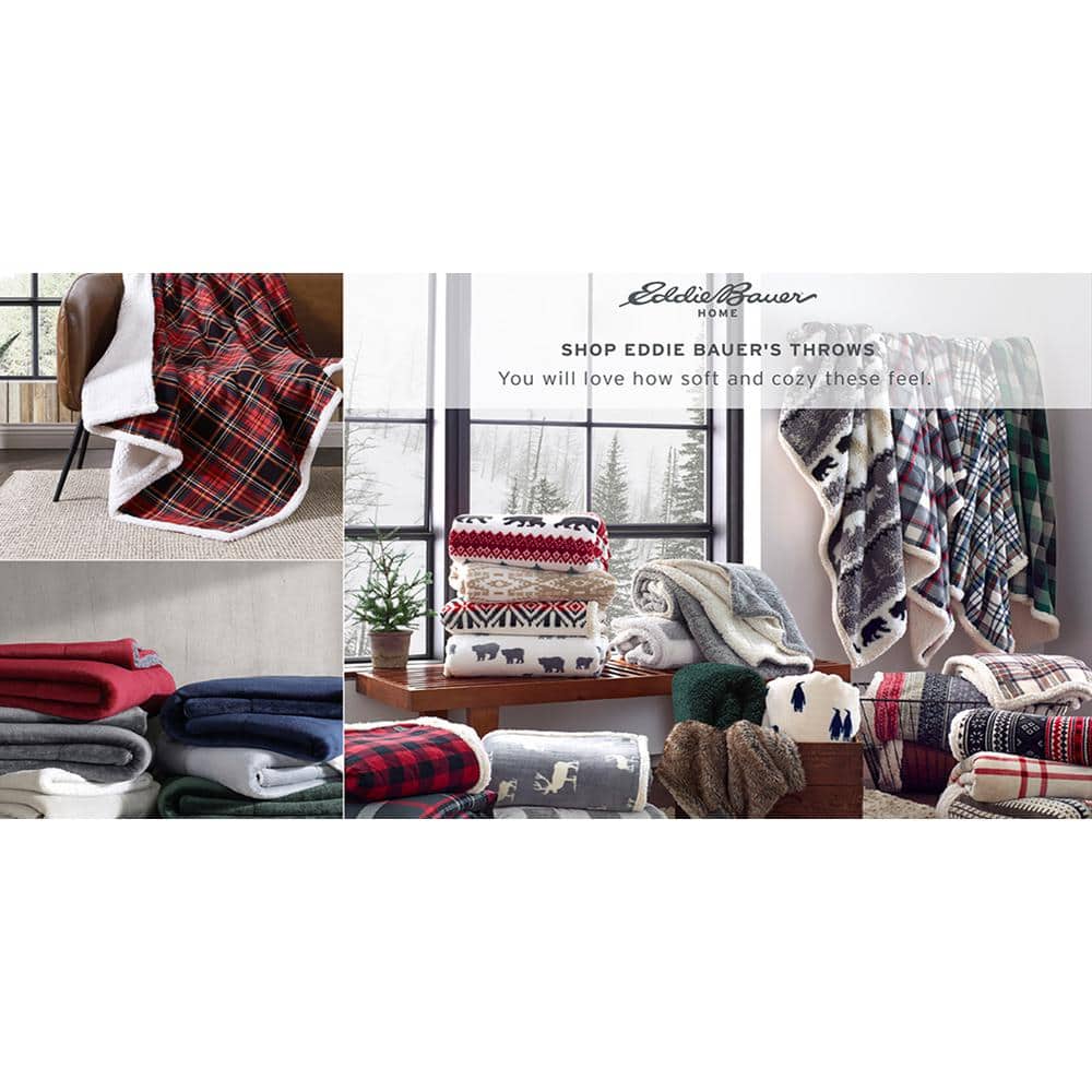 Red and Black Plaid Cotton Sherpa Reversible Throw Blanket