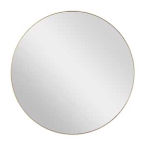 24 in. x 24 in. Gold Contemporary Wood Round Wall Mirror