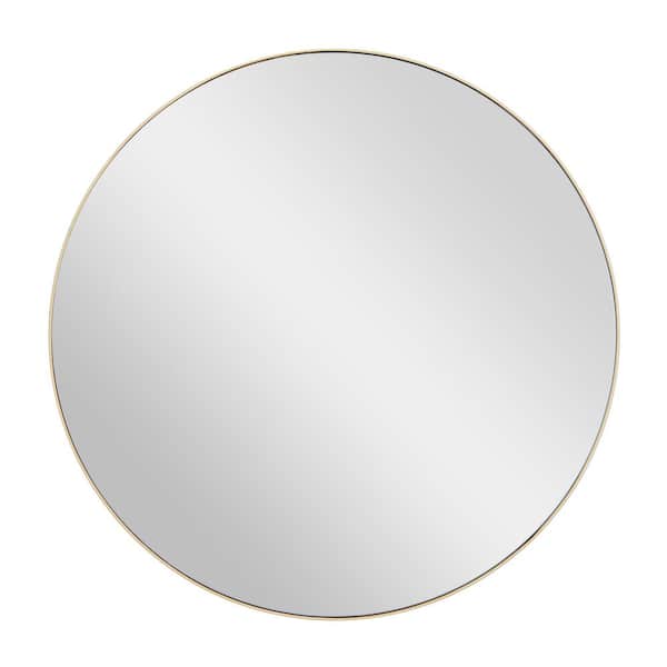 Litton Lane 24 in. x 24 in. Simplistic Round Framed Gold Wall Mirror with Thin Minimalistic Frame
