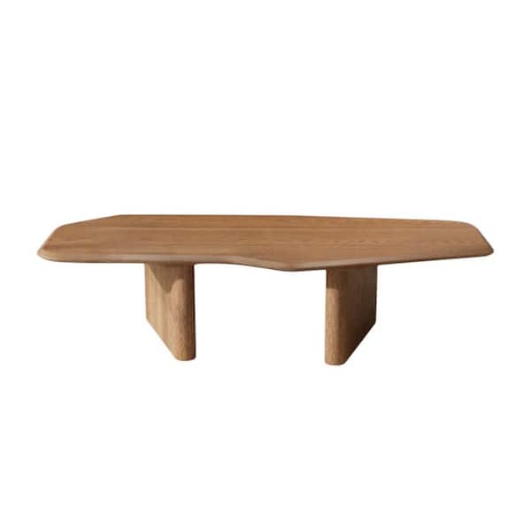 47 in. Natural Wood Free Form Double Pedestal Coffee Table
