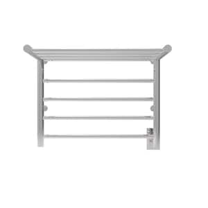 Radiant Shelf 8-Bar Combo Plug-in and Hardwired Electric Towel Warmer in Polished Stainless Steel