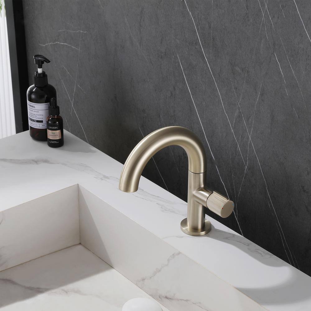 Brushed Gold Stainless Steel Single Handle Bathroom Faucet