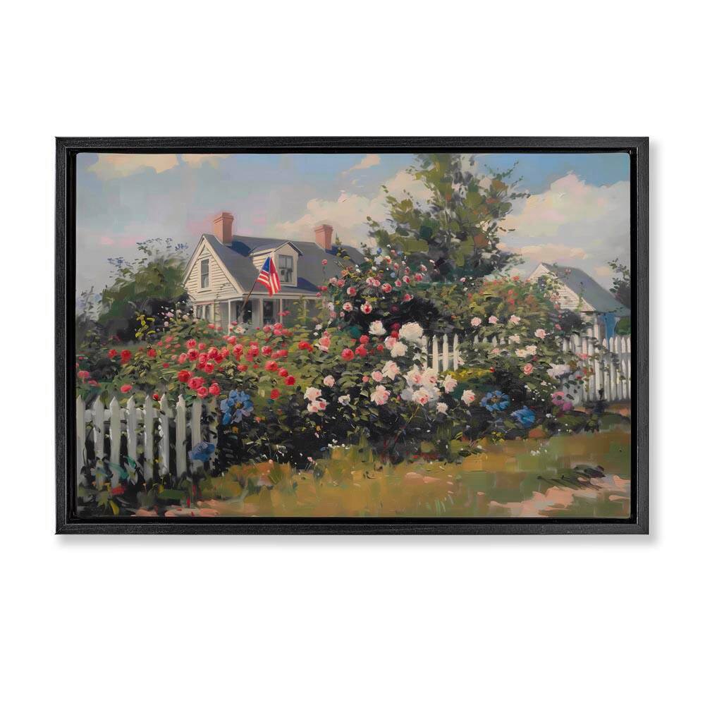 Patriotic Cottage Garden by Arlington Prints Black Floater Frame Nature Graphic Art Print 21 in. x 31 in. price history on PriceWatchPro