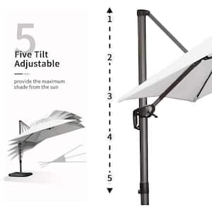 9 ft.x 11.5 ft. Patio Cantilever Umbrella Aluminum Offset 360° Rotation Umbrella in White