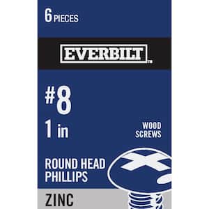 #8 x 1 in. Phillips Round Head Zinc Plated Wood Screw (6-Pack)