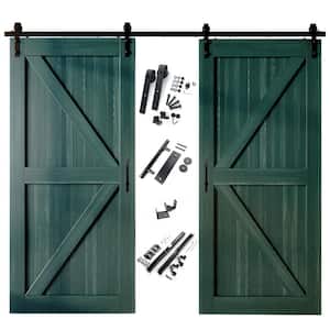 42 in. x 84 in. K-Frame Royal Pine Double Pine Wood Interior Sliding Barn Door with Hardware Kit, Non-Bypass