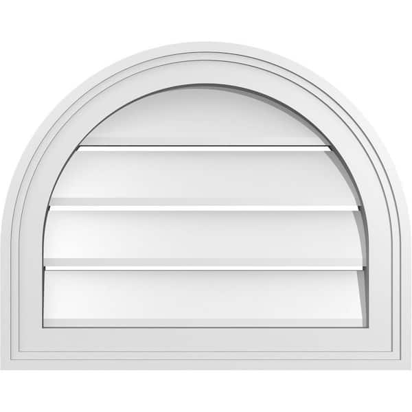 Ekena Millwork 20 in. x 16 in. Round Top Surface Mount PVC Gable Vent: Functional with Brickmould Frame