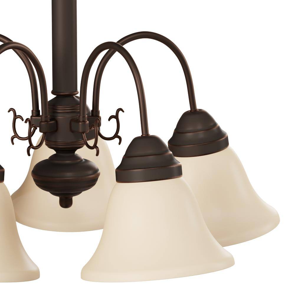 Elegant Ballerina 5-Light Chandelier in Mahogany Bronze with Champagne Linen Glass