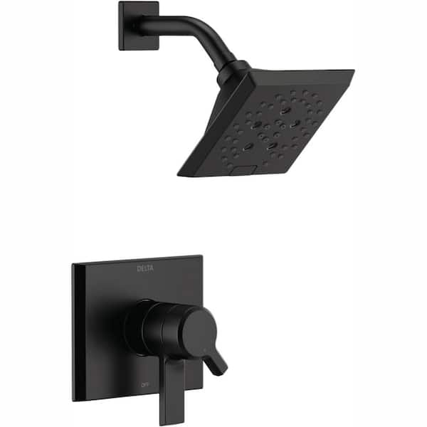 Pivotal 1-Handle Wall-Mount Shower Trim Kit with H2Okinetic Technology in Matte Black (Valve Not Included)