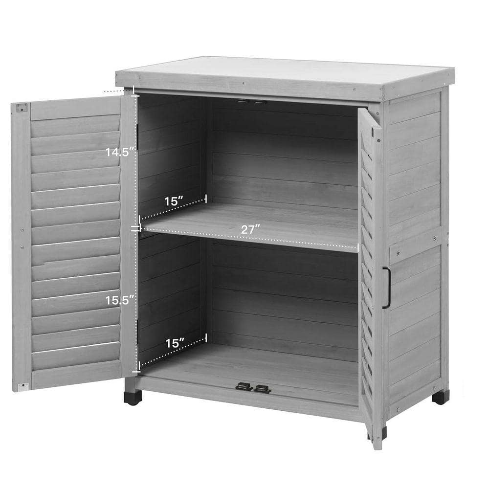 Outdoor Potting Bench with Storage and Metal Top : Wooden Workstation for Patio/Garden (Light Grey, 31 x 17 x 36 in.) price history on PriceWatchPro