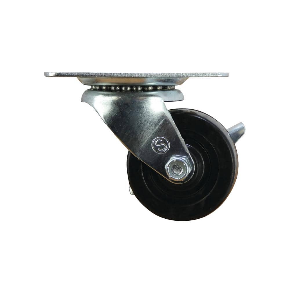 2 Rotating Casters+2 Brake Casters Hard Rubber Top Plate with Ball Bearings 1"2" 