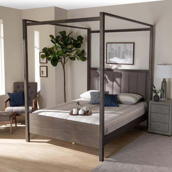 Natasha Grey and Dark Greyish Oak Queen Platform Bed