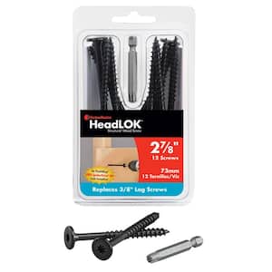 HeadLOK Structural Wood Screws – 2-7/8 inch flat head wood screws – Black (12 Pack)