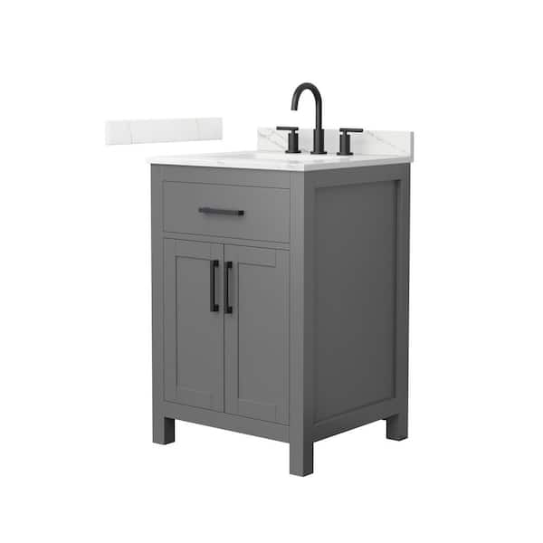 Beckett 24 in. Single Freestanding Dark Gray Bath Vanity with Giotto Quartz Top (Assembled)