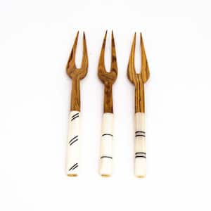 3-Pieces Simple Batik Olive Wood Fork Set