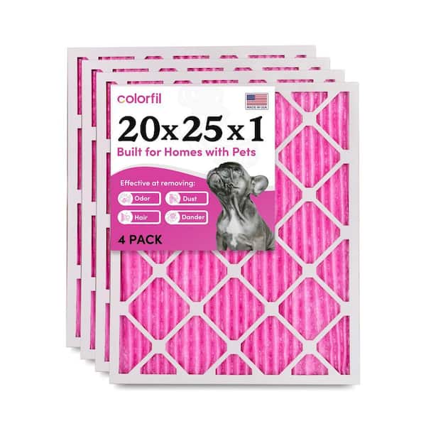COLORFIL 20 in. x 25 in. x 1 in. Odor Removal and Color Changing Pleated Furnace Air Filter, MERV 8 (4-Pack)