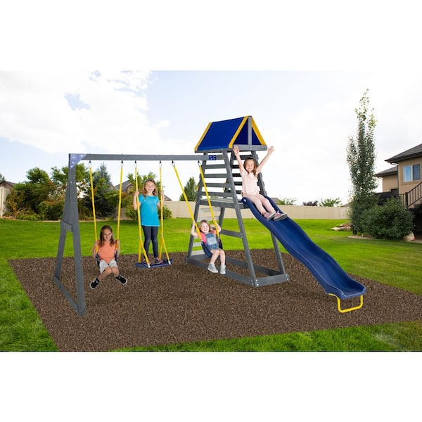 SPORTSPOWER Mill Creek Canyon Wooden Playset With Slide And Swings WP ...