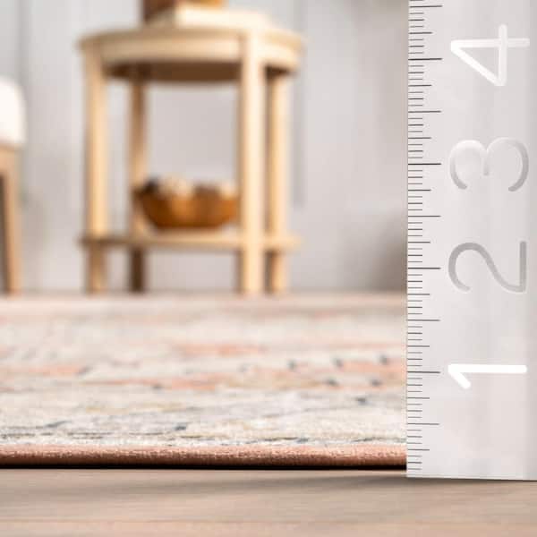 Transitional Ivory 5 ft. x 8 ft. Medallion Machine Washable Area Rug