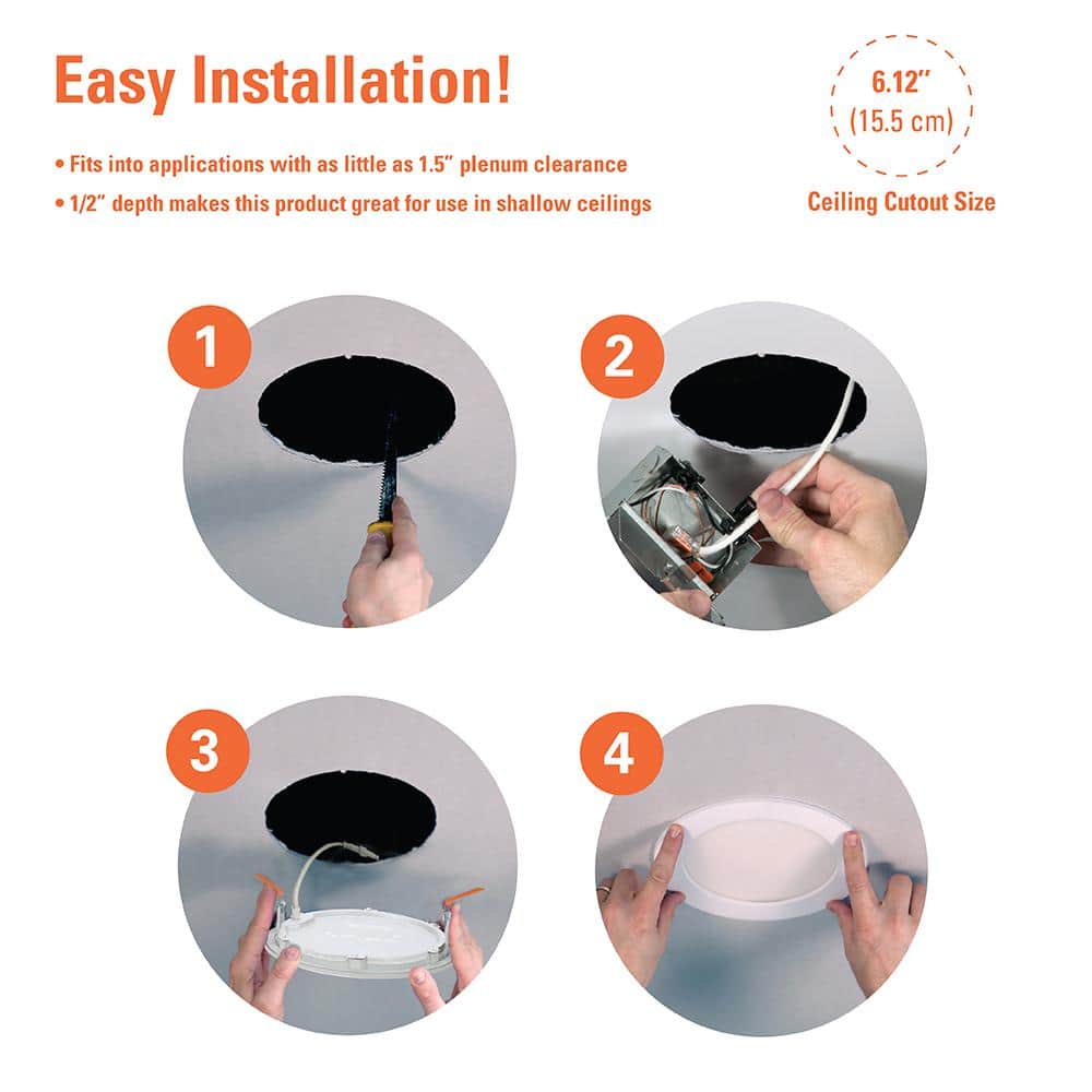 Halo Modern 6" Matte White LED Canless Recessed Downlight Kit