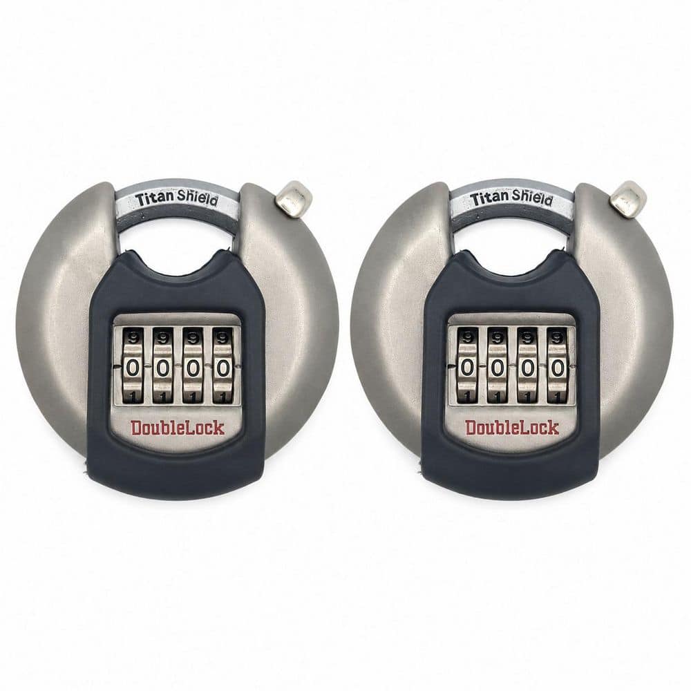Discus Combination Lock DoubleLock Crab Combo, 2-3/4 in. 4-Dial Combination Discus Padlock with ...