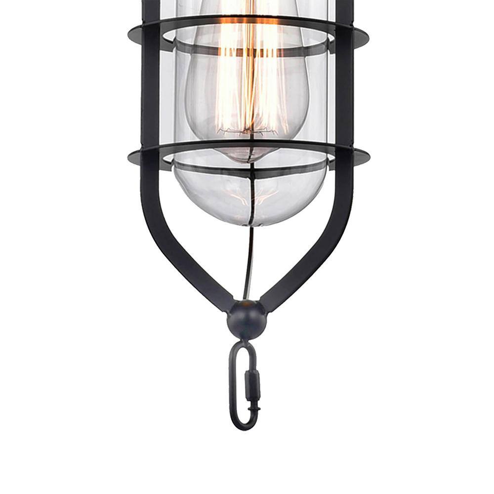 Modern Black and Brown 3-Light Chandelier with Glass Shades