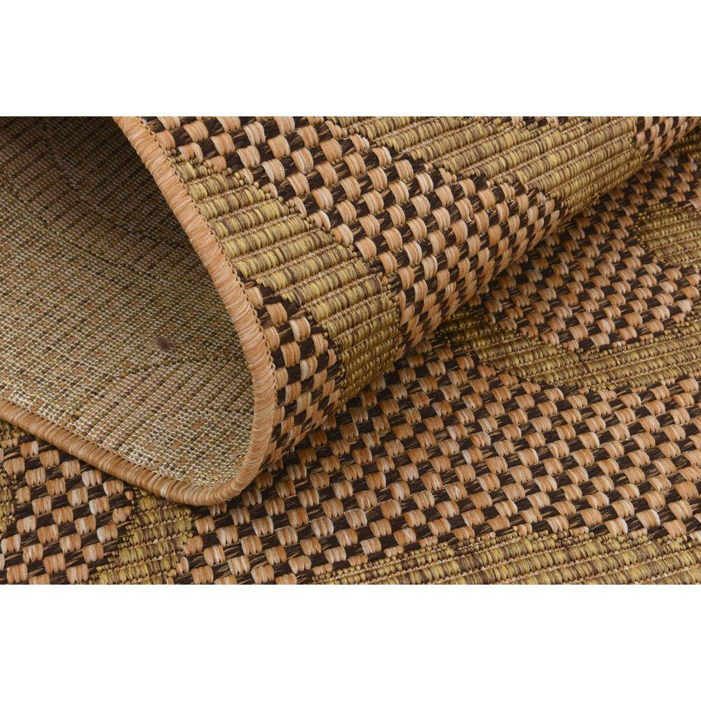 Transitional Easy Care 5' x 8' Light Brown Floral Outdoor Rug