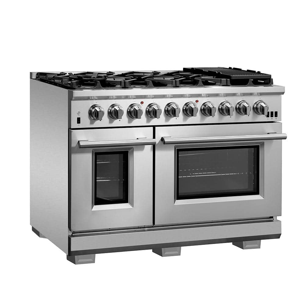 Capriasca 48-Inch Stainless Steel Gas Range with Griddle