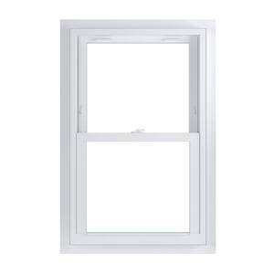 25.75 in. x 40.75 in. 70 Series Low-E Argon Glass Double Hung White Vinyl Fin with J Window, Screen Incl