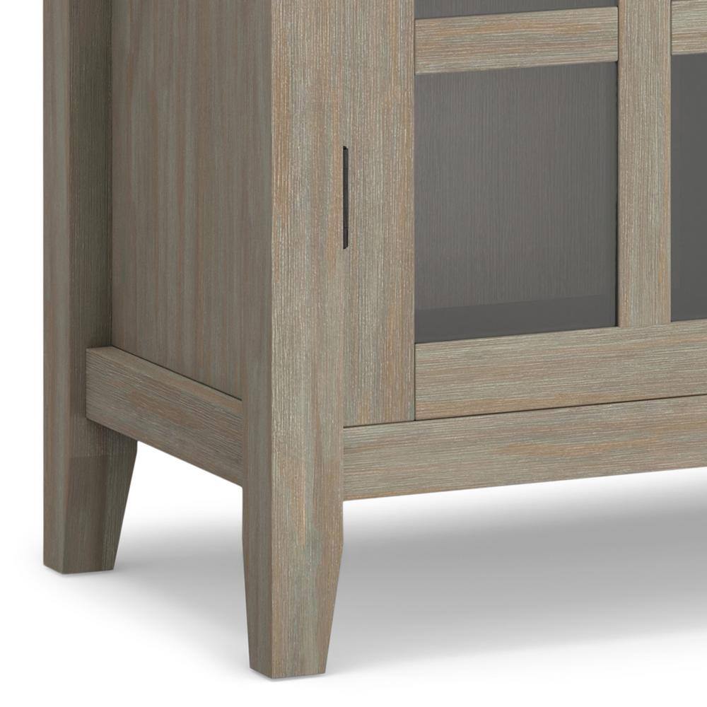 Distressed Grey Solid Wood 2-Door Accent Cabinet with Adjustable Shelves