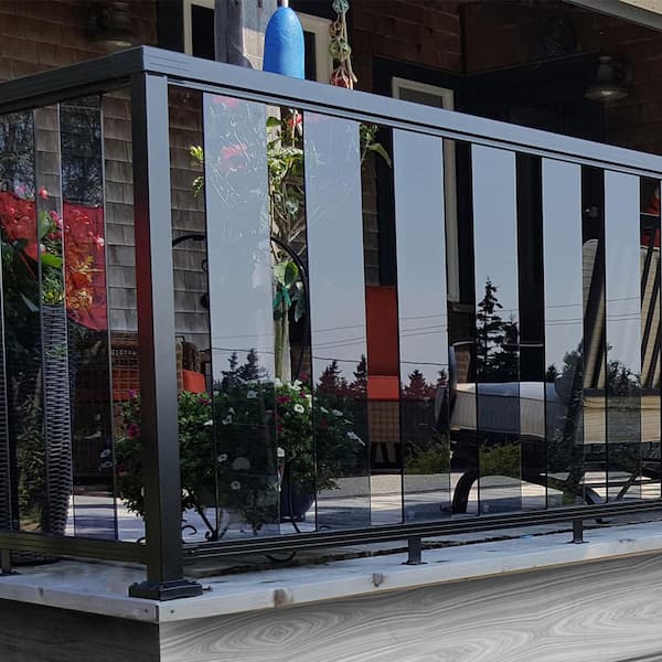 36 in. H x 6 in. W Aluminum Deck Railing Tinted Glass Panel Kit for 36 in. high system