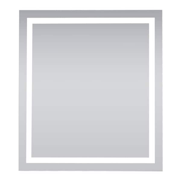 50 in. W x 40 in. H Rectangular Frameless Double LED Lights Anti-Fog Wall Bathroom Vanity Mirror in Tempered Glass