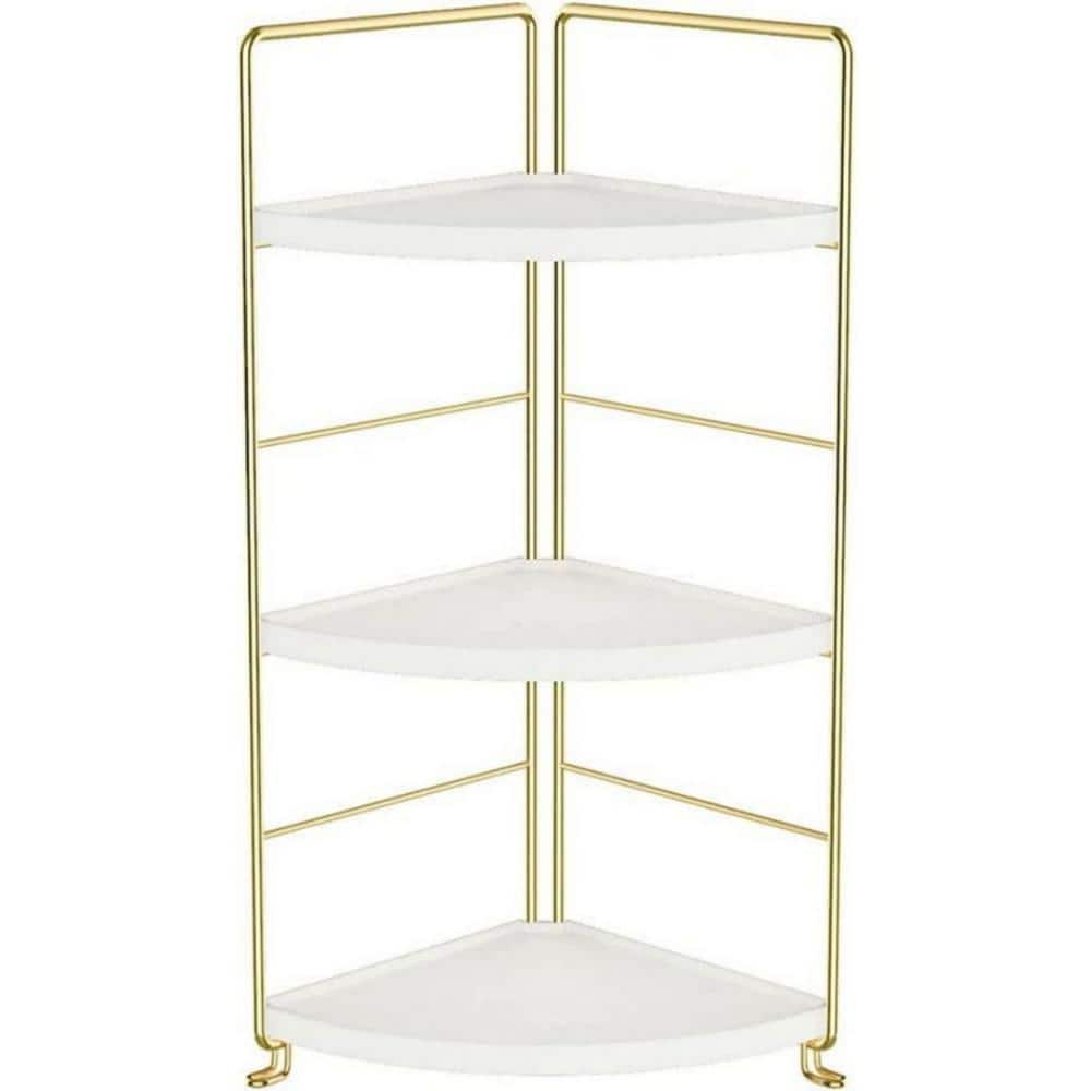 3 Tier Gold Kitchen Condiment Rack, Upright Rack, Triangle Bathroom Counter