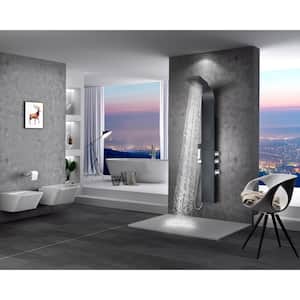 Atoll 66 in. 3-Jet Shower Panel System with Heavy Rain Shower and Spray Wand in Black