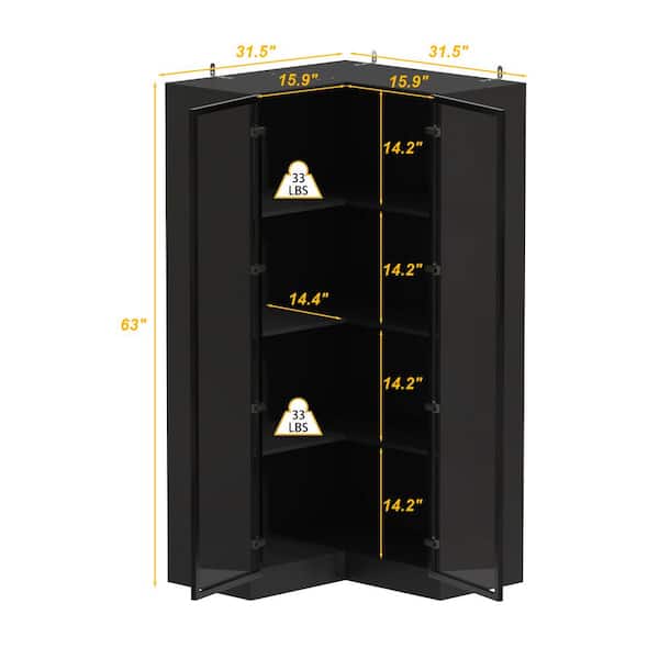 Black gloss corner wardrobe discount