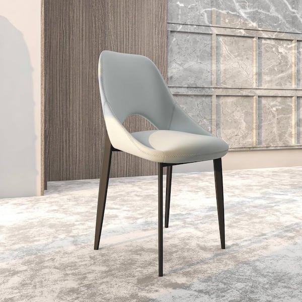 Leisuremod Upholstered Dining Chair with a Curved Open Back Design Cafes Set of 2 Amalfi in Coconut White