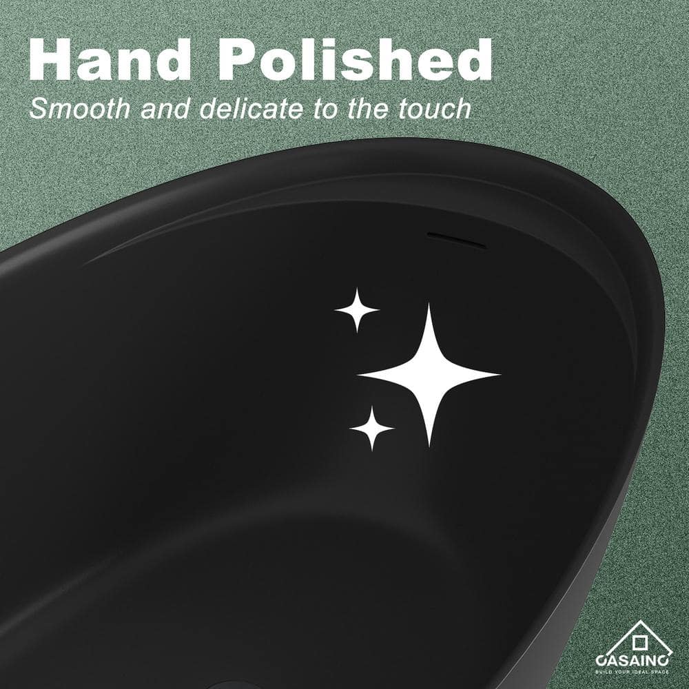 Matte Black 67'' Freestanding Oval Soaking Bathtub