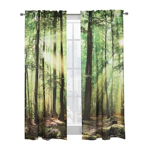Photo Real Multi Polyester Digitally Printed 76 in. W x 84 in. L Rod Pocket Light Filtering Curtain (Double-Panels)