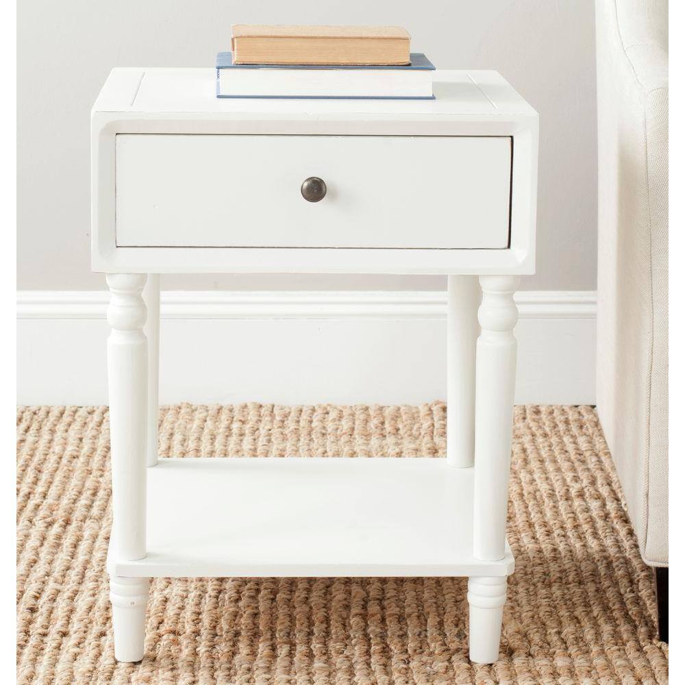Transitional Shady White Poplar Nightstand with Storage Drawer
