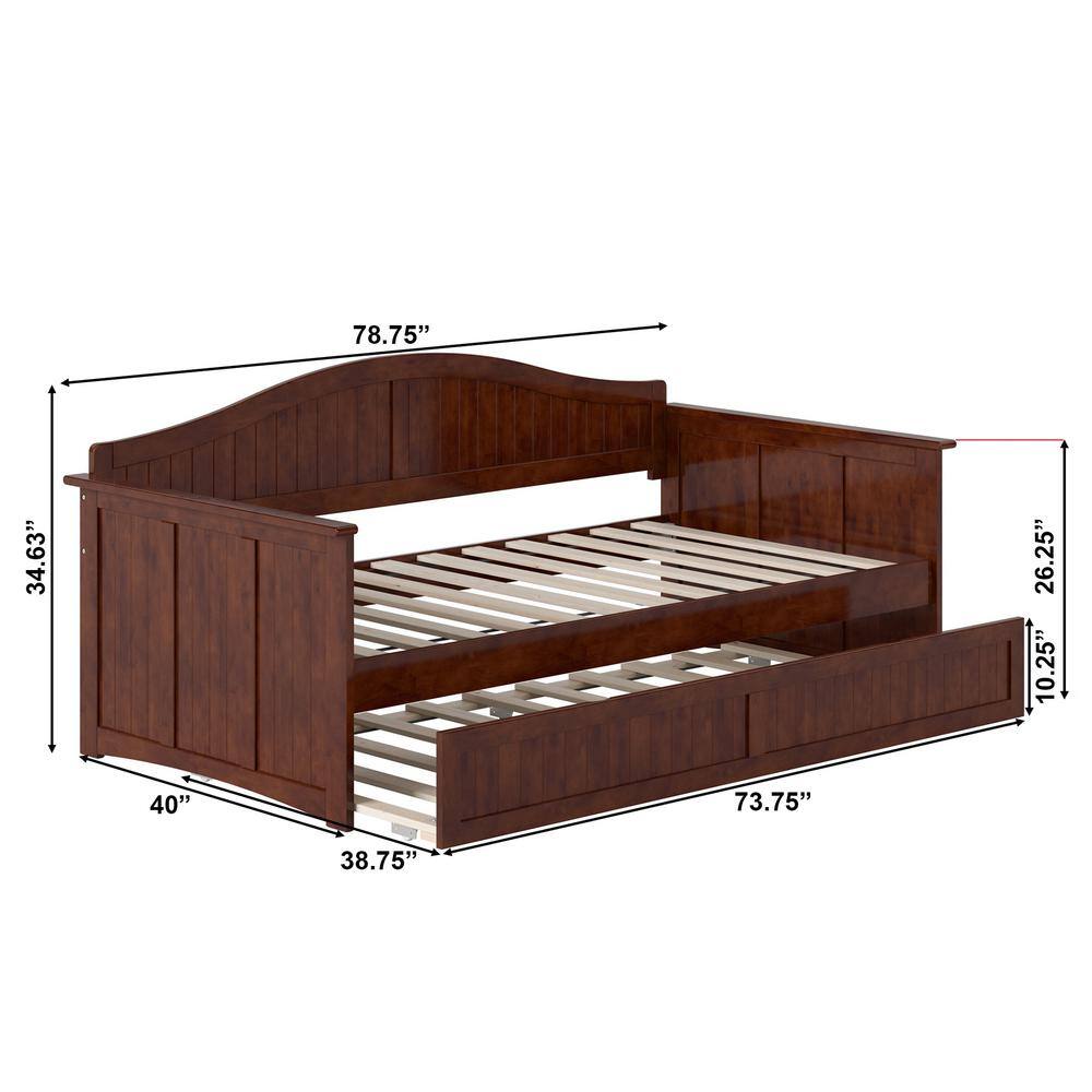 Nantucket Walnut Twin Wood Daybed with Trundle and Drawer
