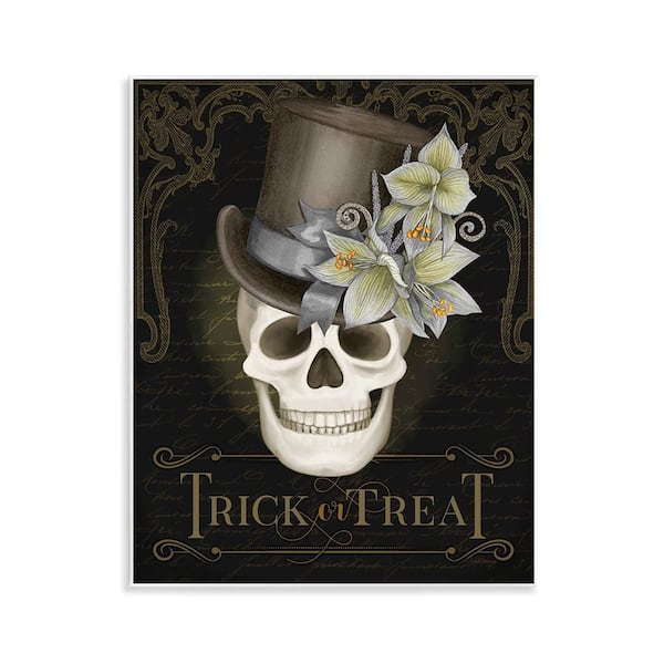Trick Or Treat Skeleton Skull by Nicole Tamarin Unframed Graphic Art Print Typography, 14 in. x 11 in.