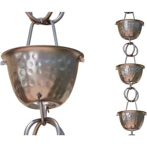 8.5 ft. Bronze Aluminum Hammered Cup Rain Chain (Pewter)