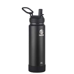Actives 24 oz. Onyx Insulated Stainless Steel Water Bottle with Straw Lid