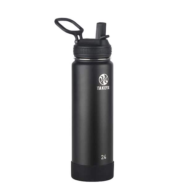 Takeya Actives 24 oz. Onyx Insulated Stainless Steel Water Bottle with Straw Lid