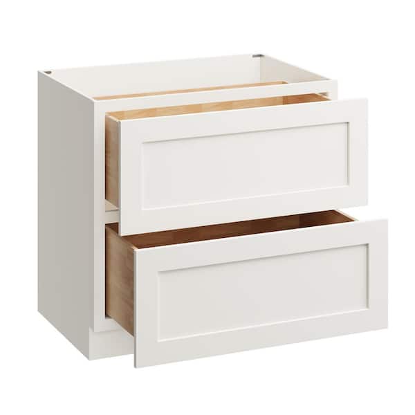 36 in. W x 24 in. D x 34.5 in. H Ready to Assemble Floor Base Kitchen Cabinet with 2 Drawers in White