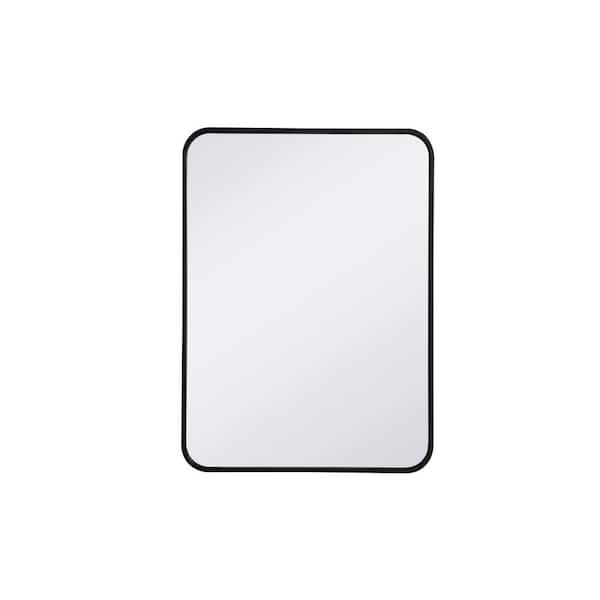 Unbranded Timeless Home 30 in. H x 22 in. W Black Modern Soft Corner Rectangular Wall Mirror